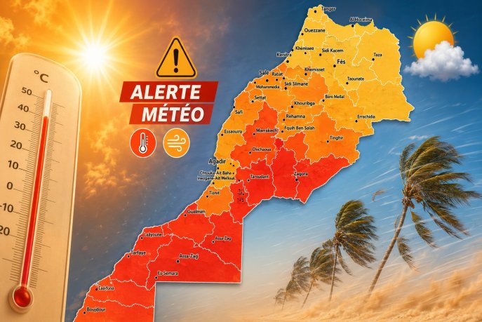 Alerte météo : forte chaleur jusqu’à 46° et vents violents dans plusieurs provinces 